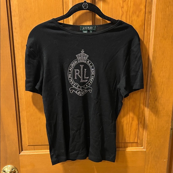 Lauren Ralph Lauren Black Tee‎ with Silver Embellishments - Picture 5 of 5